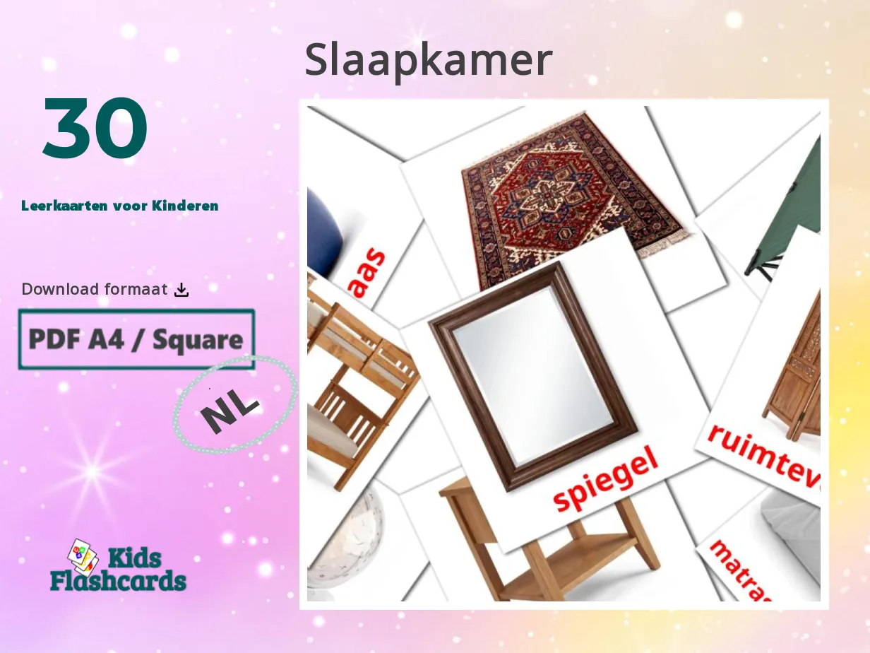 30 GRATIS Slaapkamer Flashcards in het Nederlands | 4 Printbare PDF's