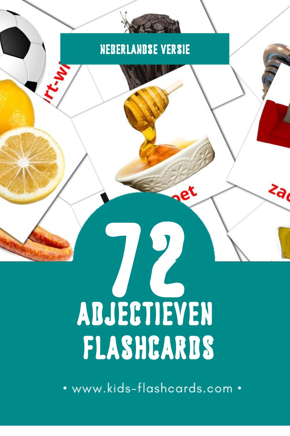 Visuele Adjectieven Flashcards voor Kleuters (72 kaarten in het Nederlands)