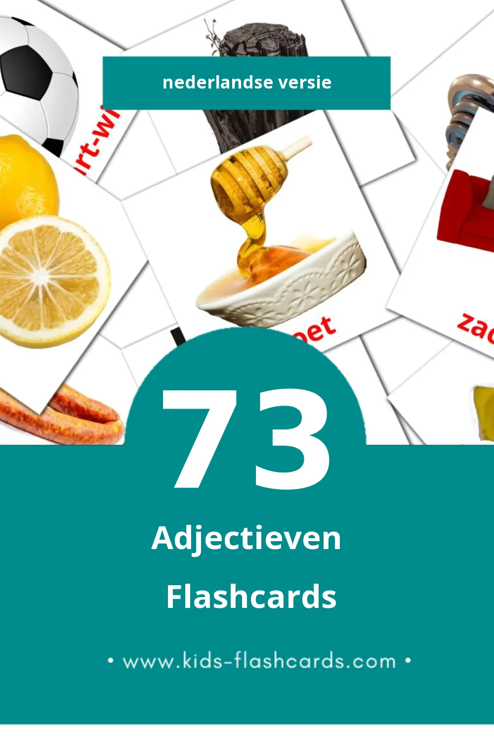 Visuele Adjectieven Flashcards voor Kleuters (73 kaarten in het Nederlands)