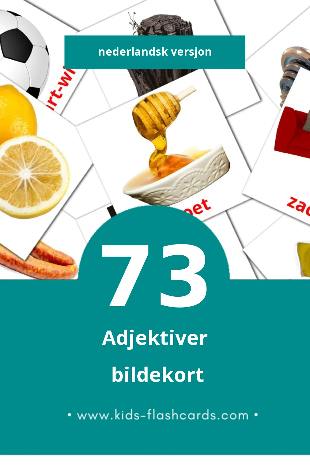 Visuelle Adjectieven bildekort for småbarn (73 kort på Nederlandsk)