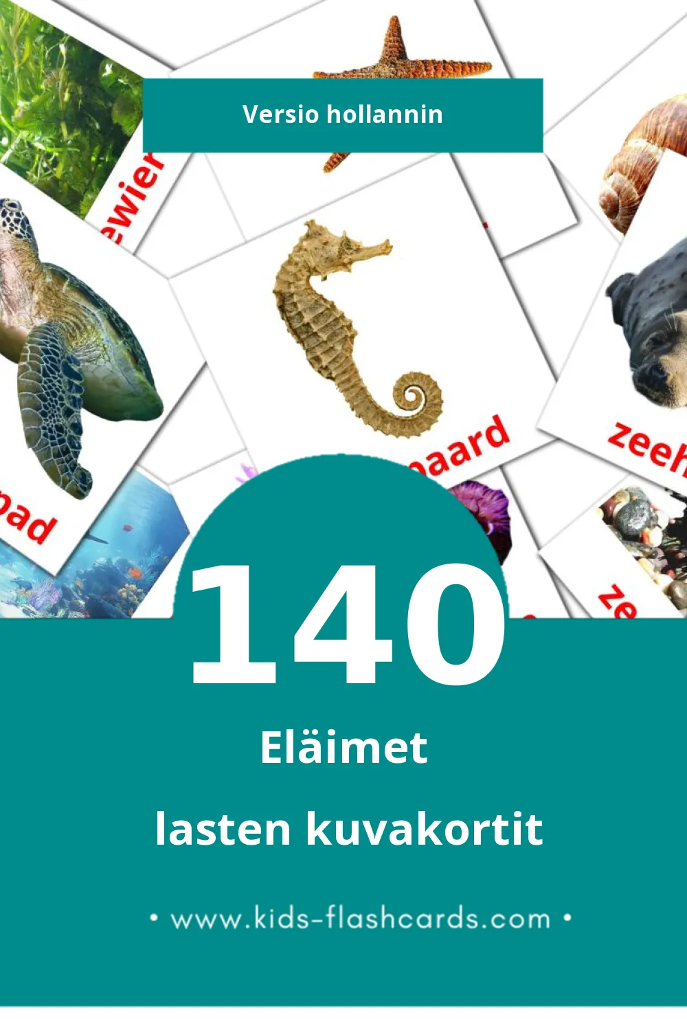Dieren lasten kuvakortit pikkulapsille (140 korttia Hollanninksi)