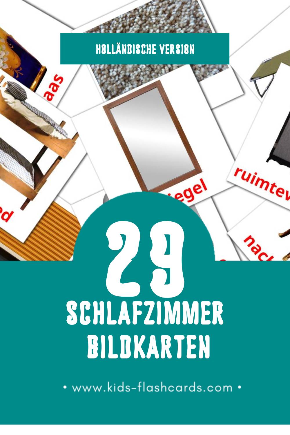 Visual Slaapkamer Flashcards für Kleinkinder (29 Karten in Holländisch)