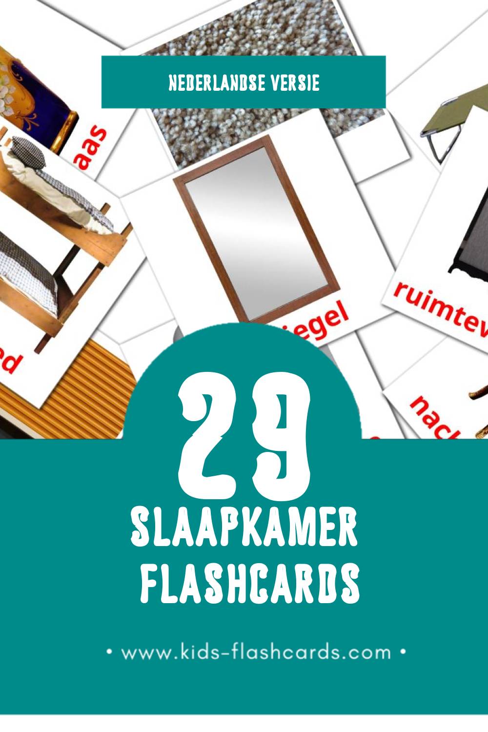Visuele Slaapkamer Flashcards voor Kleuters (29 kaarten in het Nederlands)