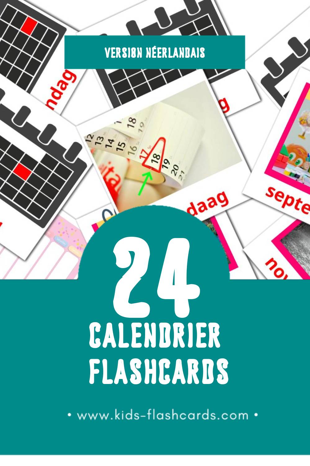 Flashcards Visual Kalendar pour les tout-petits (24 cartes en Néerlandais)