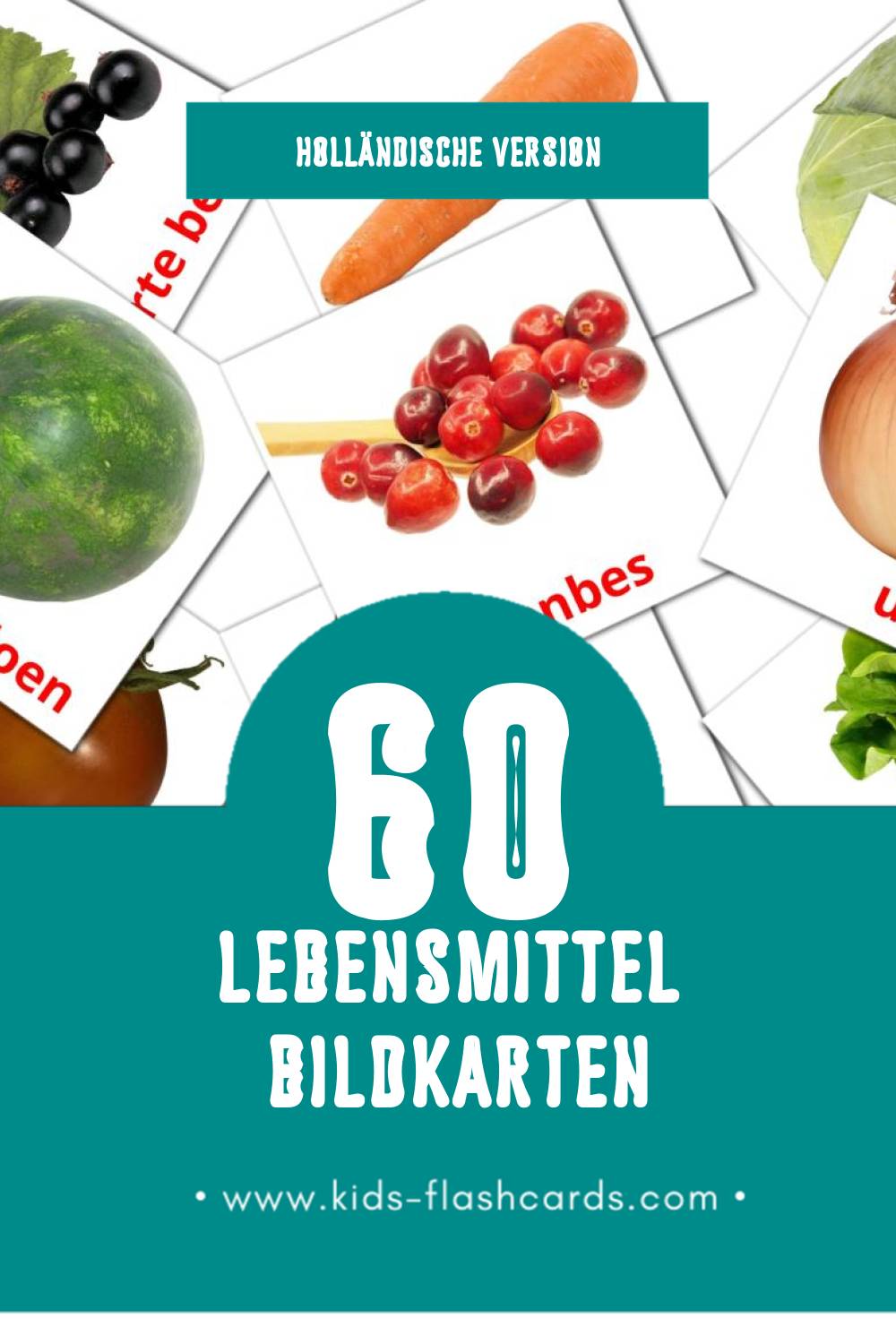 Visual Eten Flashcards für Kleinkinder (60 Karten in Holländisch)