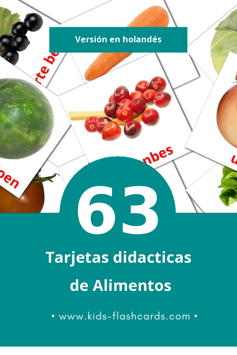 Tarjetas visuales de Eten para niños pequeños (63 tarjetas en Holandés)