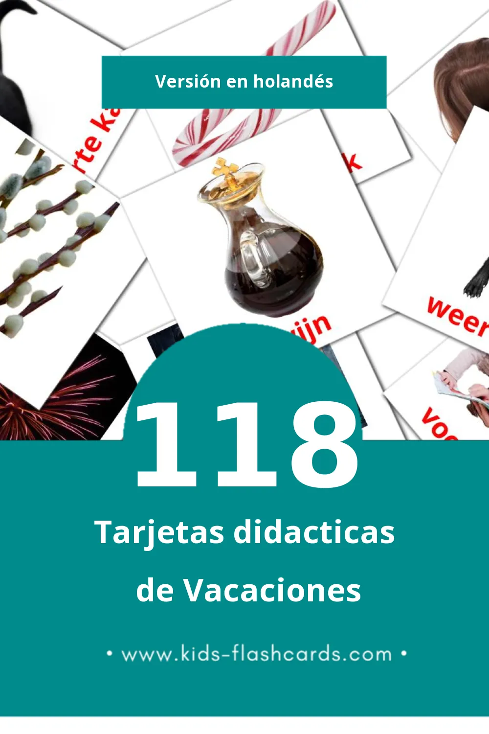 Tarjetas visuales de Vakantie para niños pequeños (118 tarjetas en Holandés)