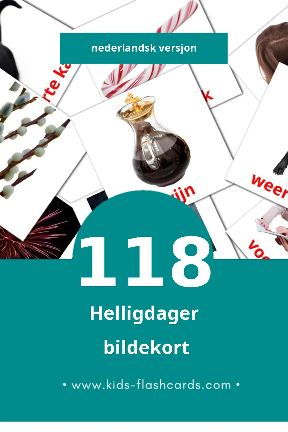Visuelle Vakantie bildekort for småbarn (118 kort på Nederlandsk)