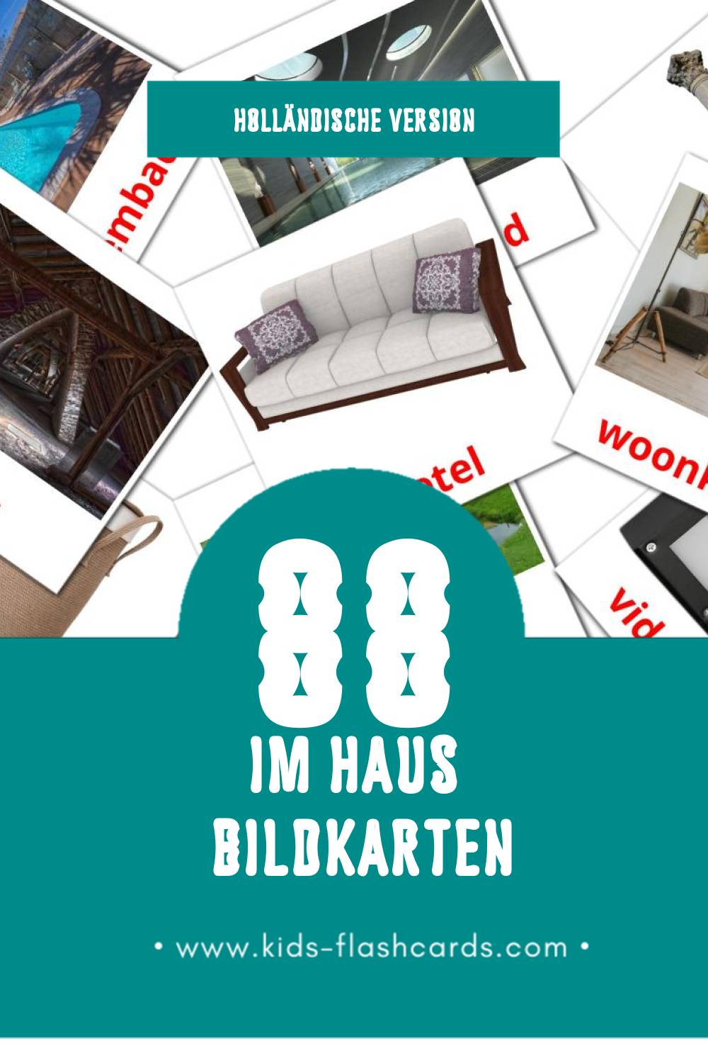 Visual Huis Flashcards für Kleinkinder (91 Karten in Holländisch)