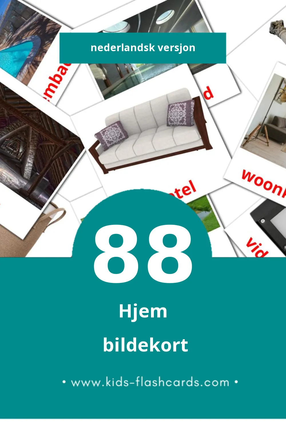 Visuelle Huis bildekort for småbarn (88 kort på Nederlandsk)