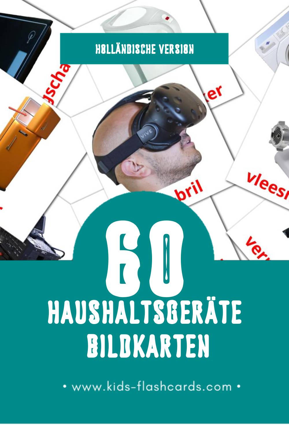 Visual Huishoudelijke apparaten Flashcards für Kleinkinder (60 Karten in Holländisch)