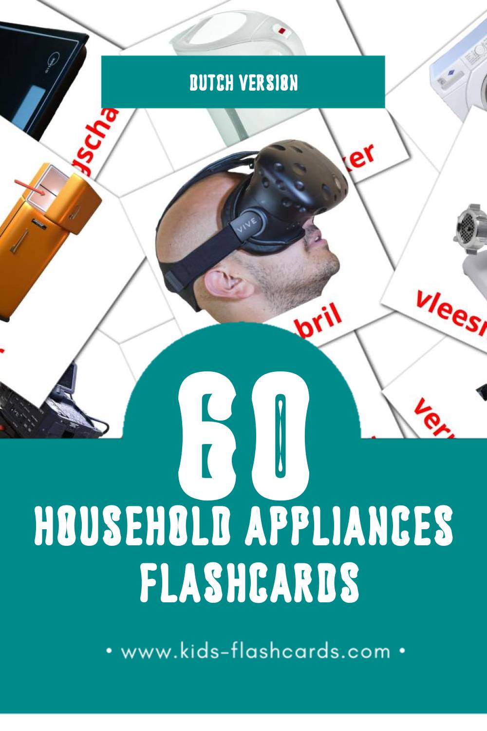 Visual Huishoudelijke apparaten Flashcards for Toddlers (61 cards in Dutch)