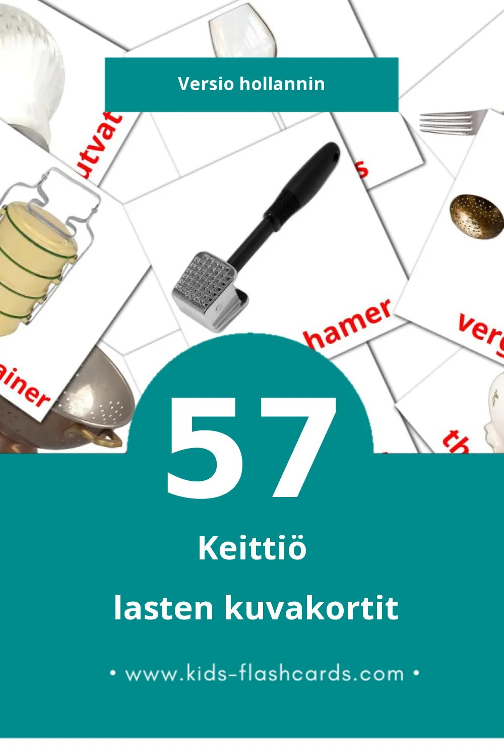 Keuken lasten kuvakortit pikkulapsille (57 korttia Hollanninksi)