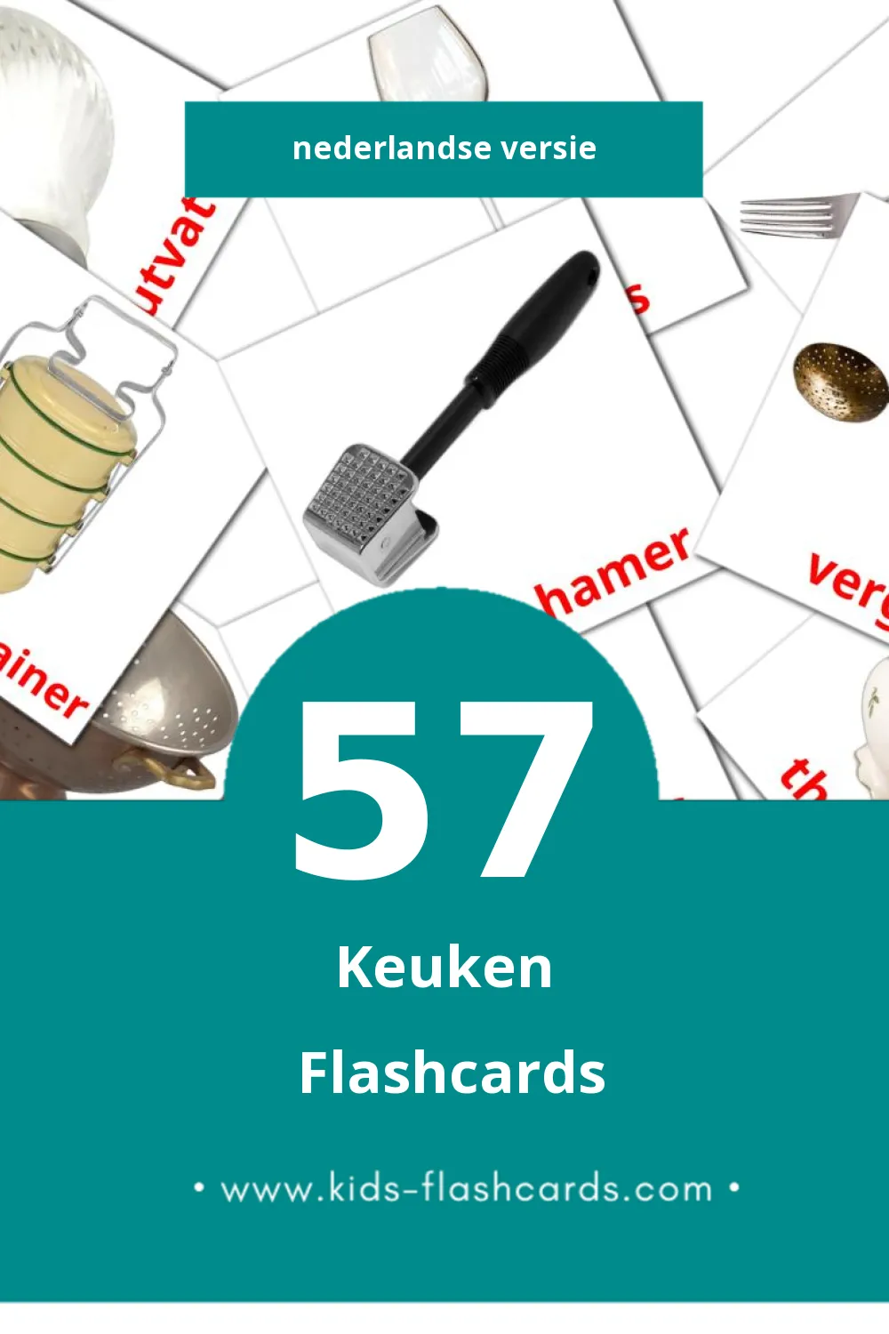 Visuele Keuken Flashcards voor Kleuters (57 kaarten in het Nederlands)