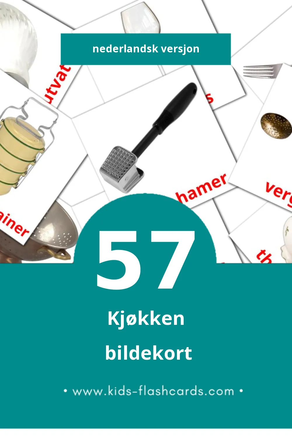 Visuelle Keuken bildekort for småbarn (57 kort på Nederlandsk)