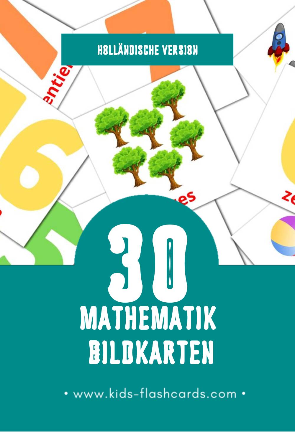 Visual Wiskunde Flashcards für Kleinkinder (30 Karten in Holländisch)