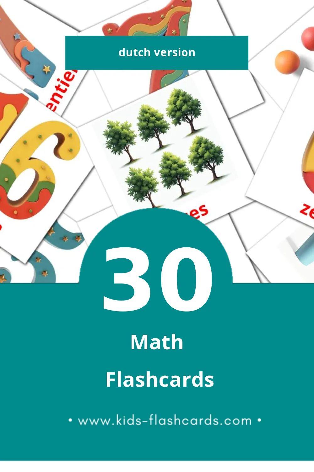 Visual Wiskunde Flashcards for Toddlers (30 cards in Dutch)