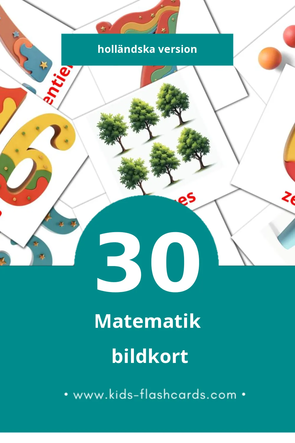 Visuella Wiskunde för småbarn (30 bildkort för barn på Holländska)