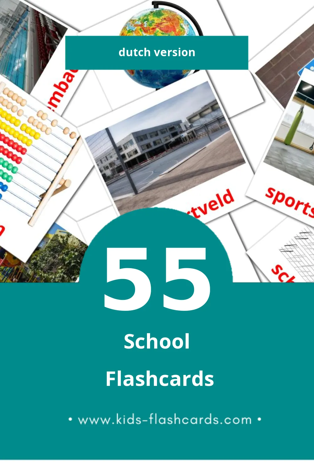 Visual School Flashcards for Toddlers (55 cards in Dutch)