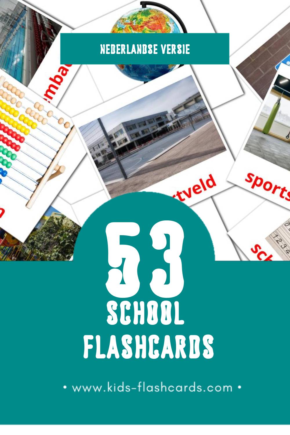 Visuele School Flashcards voor Kleuters (53 kaarten in het Nederlands)