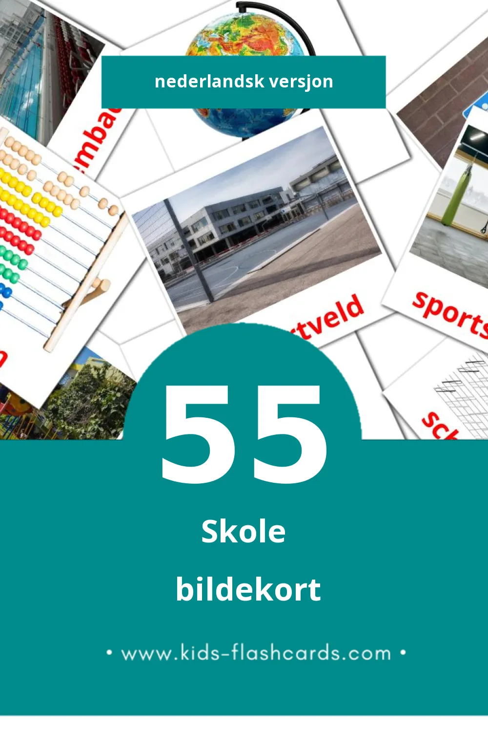 Visuelle School bildekort for småbarn (55 kort på Nederlandsk)