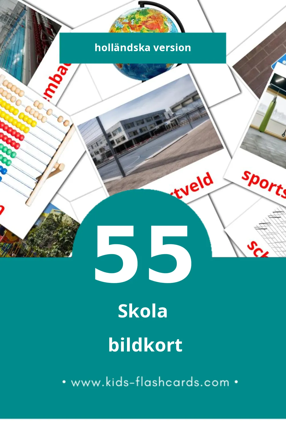 Visuella School för småbarn (55 bildkort för barn på Holländska)
