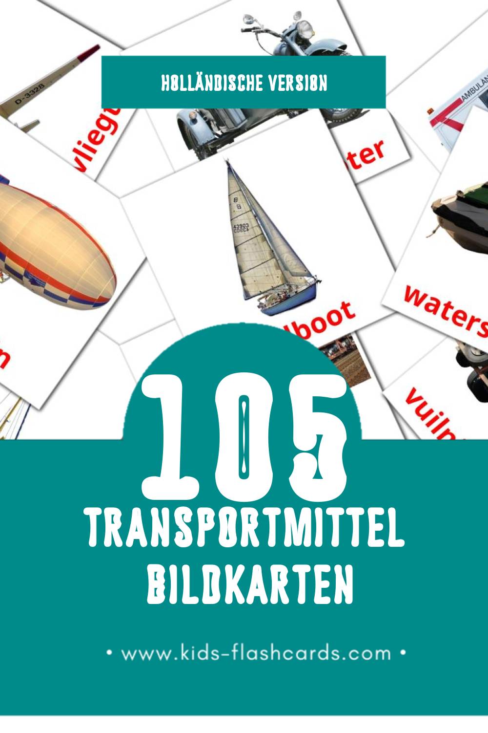 Visual Vervoer Flashcards für Kleinkinder (105 Karten in Holländisch)