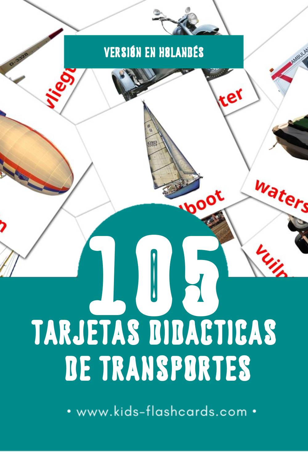 Tarjetas visuales de Vervoer para niños pequeños (105 tarjetas en Holandés)