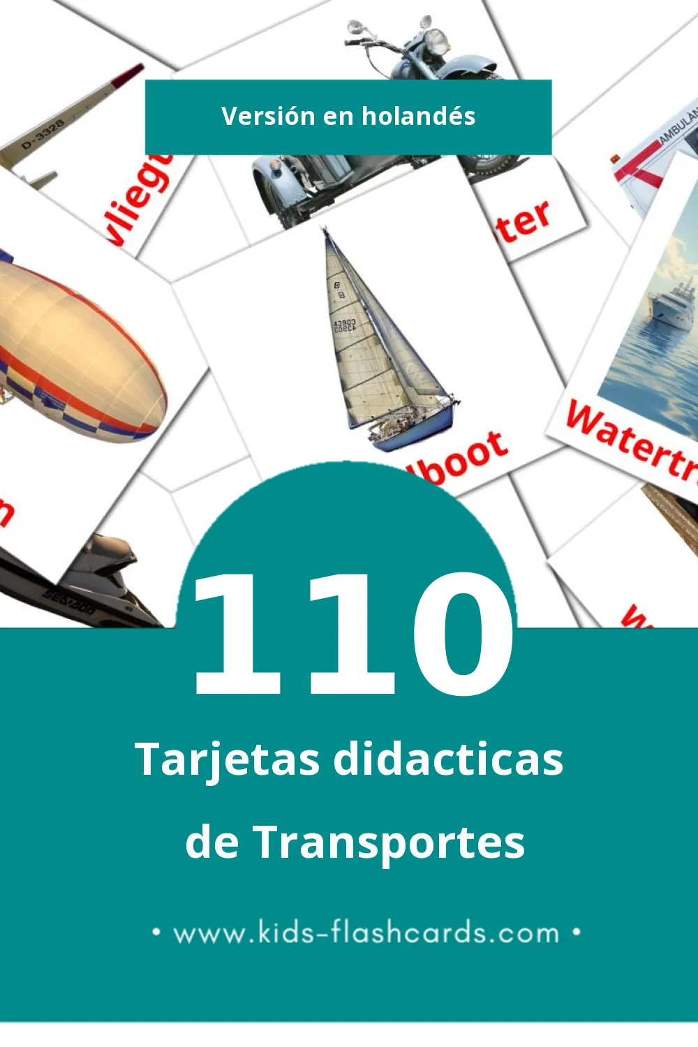 Tarjetas visuales de Vervoer para niños pequeños (110 tarjetas en Holandés)