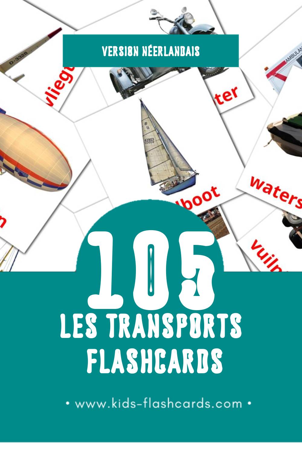 Flashcards Visual Vervoer pour les tout-petits (105 cartes en Néerlandais)