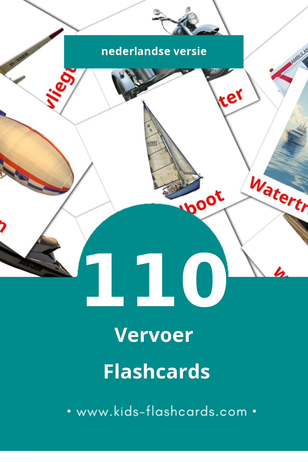 Visuele Vervoer Flashcards voor Kleuters (110 kaarten in het Nederlands)