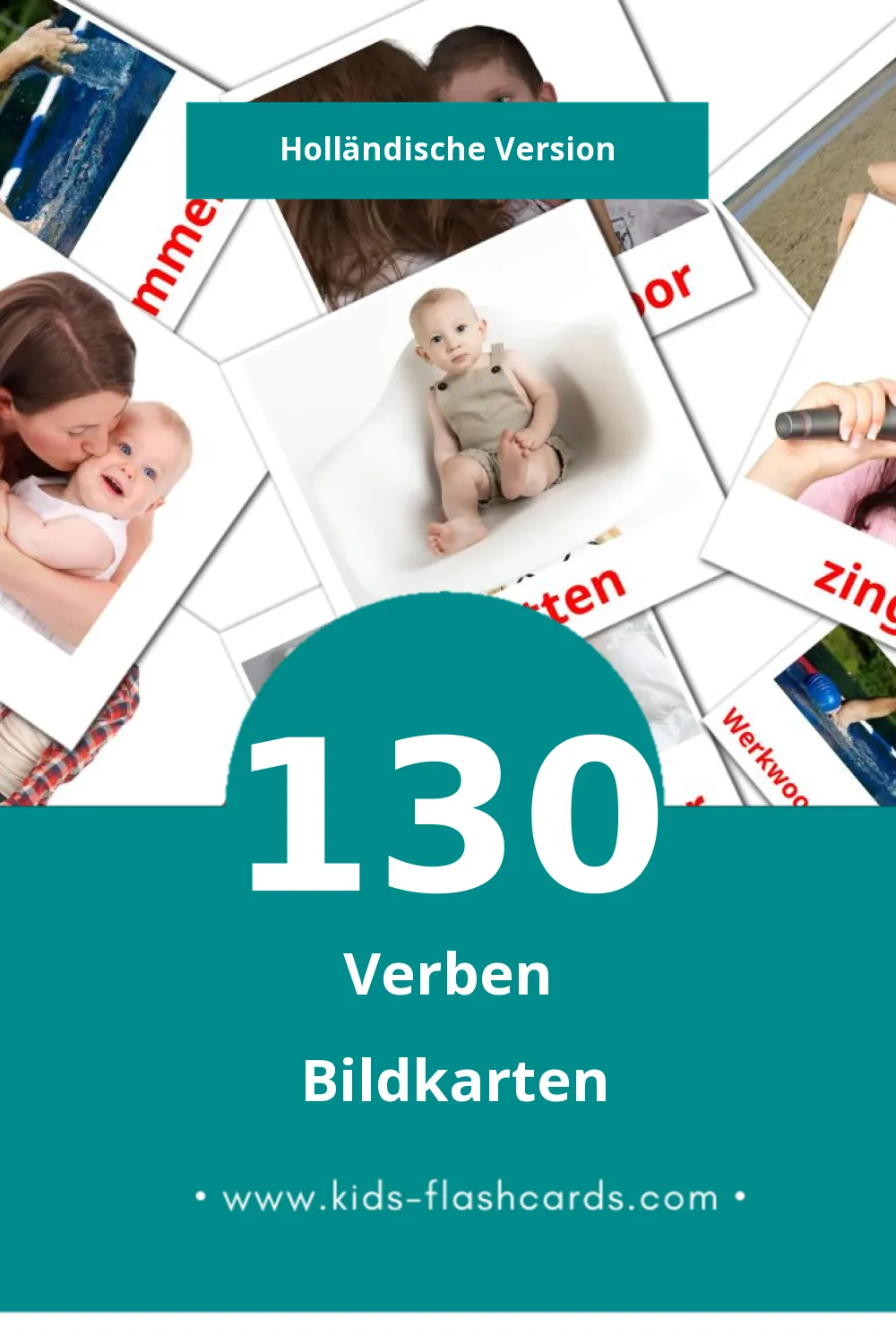 Visual Werkwoorden Flashcards für Kleinkinder (130 Karten in Holländisch)