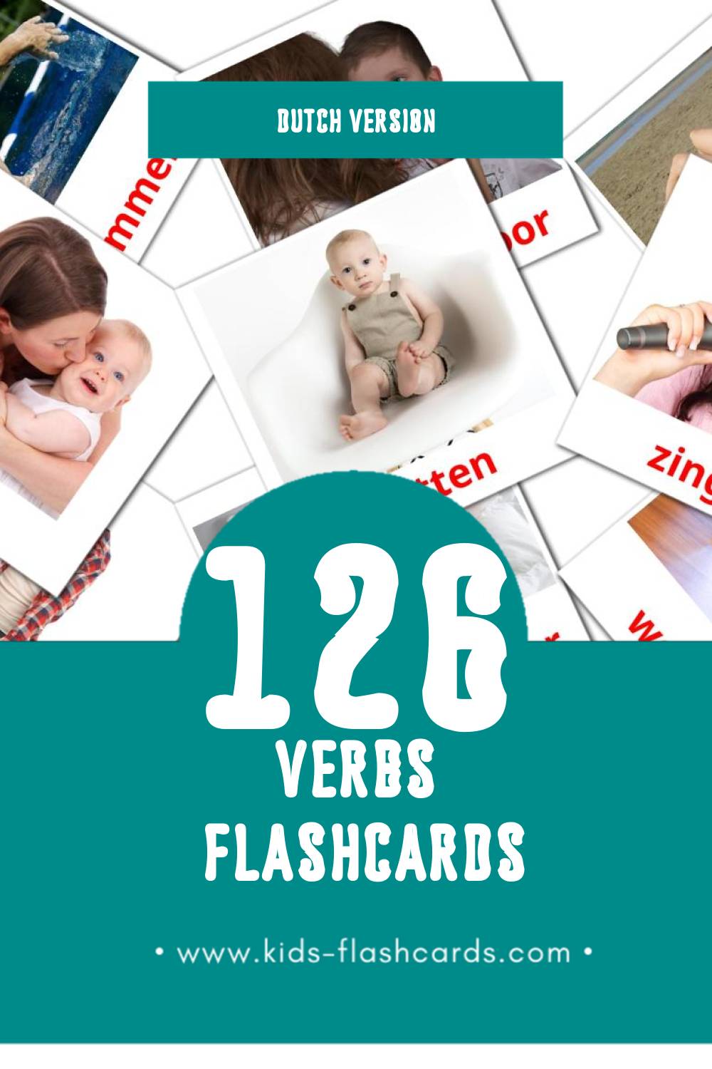 Visual Werkwoorden Flashcards for Toddlers (132 cards in Dutch)