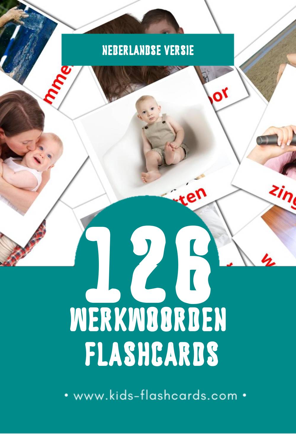Visuele Werkwoorden Flashcards voor Kleuters (126 kaarten in het Nederlands)