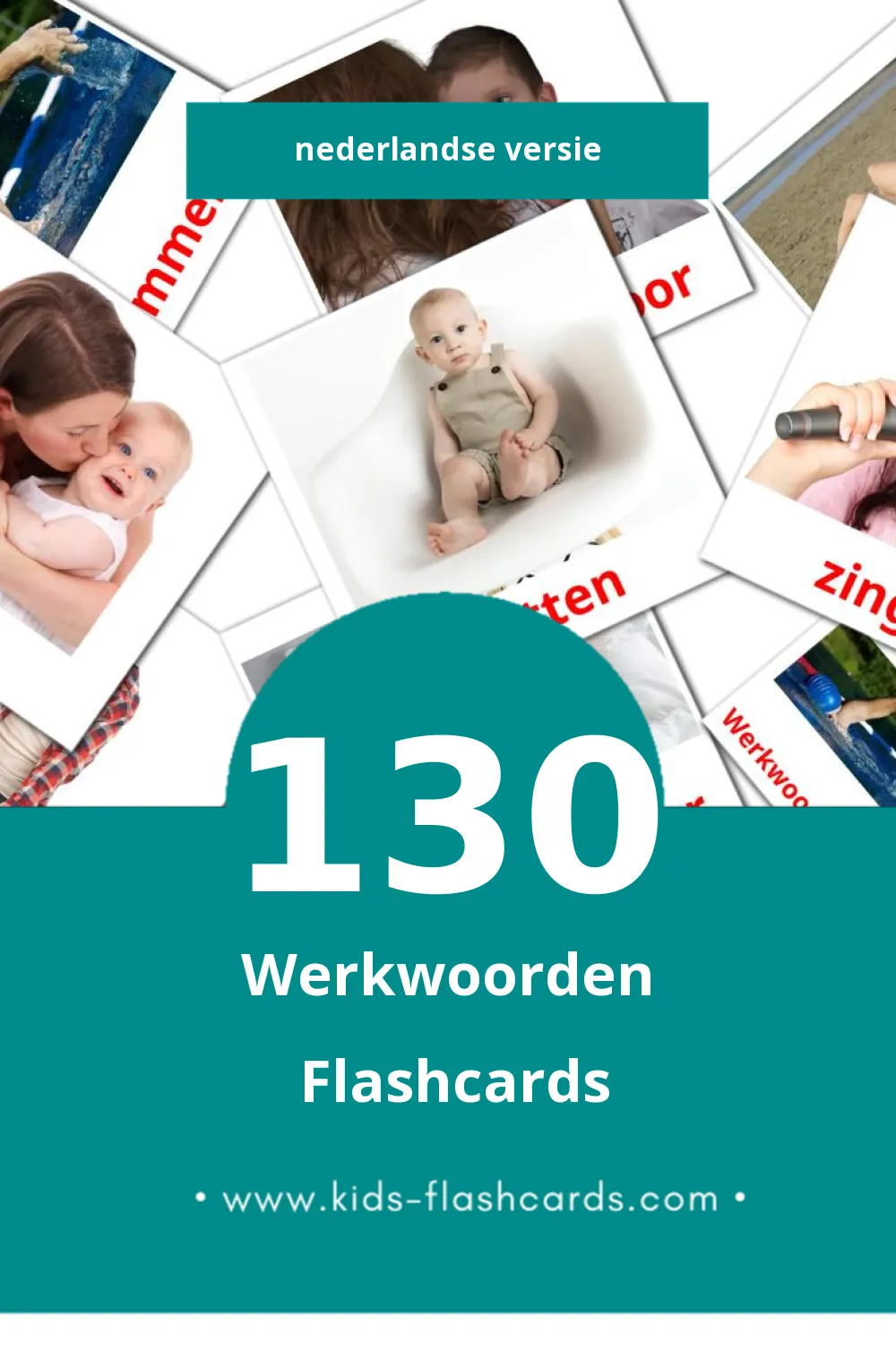 Visuele Werkwoorden Flashcards voor Kleuters (130 kaarten in het Nederlands)