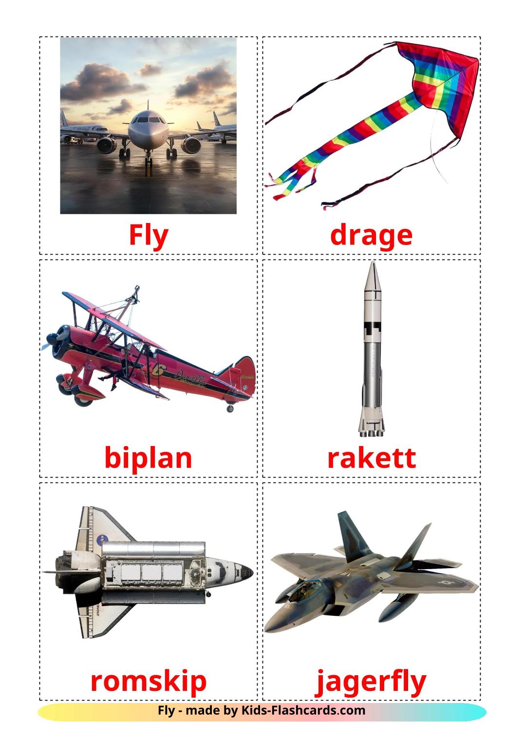 Aircraft - 14 Free Printable norwegian Flashcards 