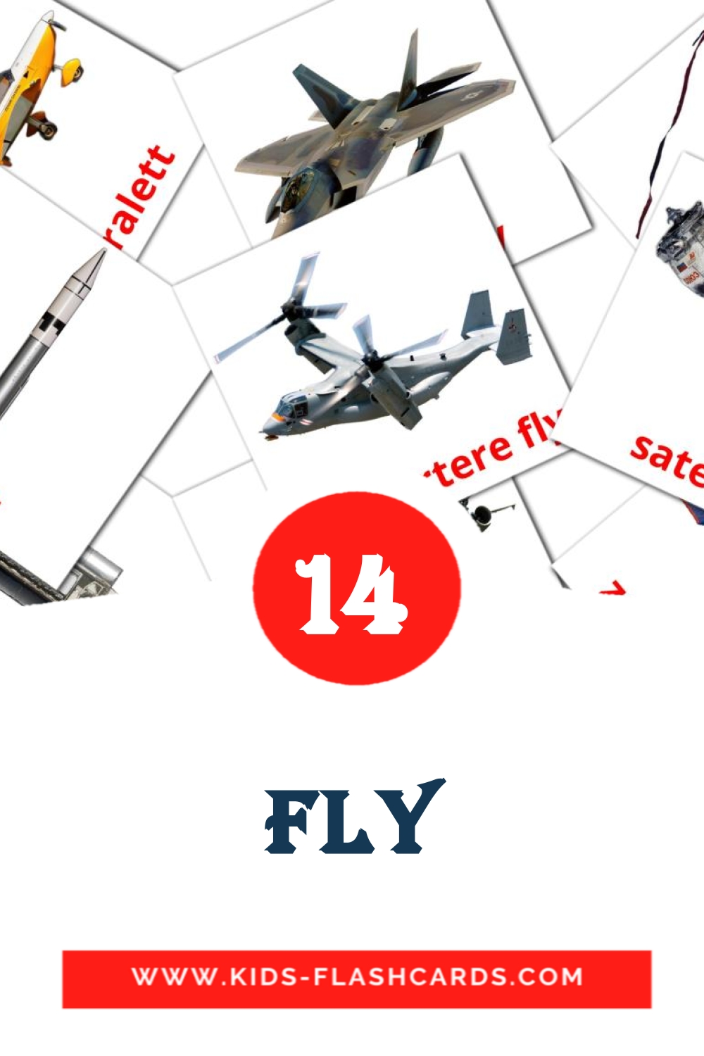 14 cartes illustrées de Fly pour la maternelle en norvégien
