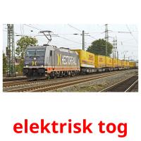 elektrisk tog flashcards illustrate