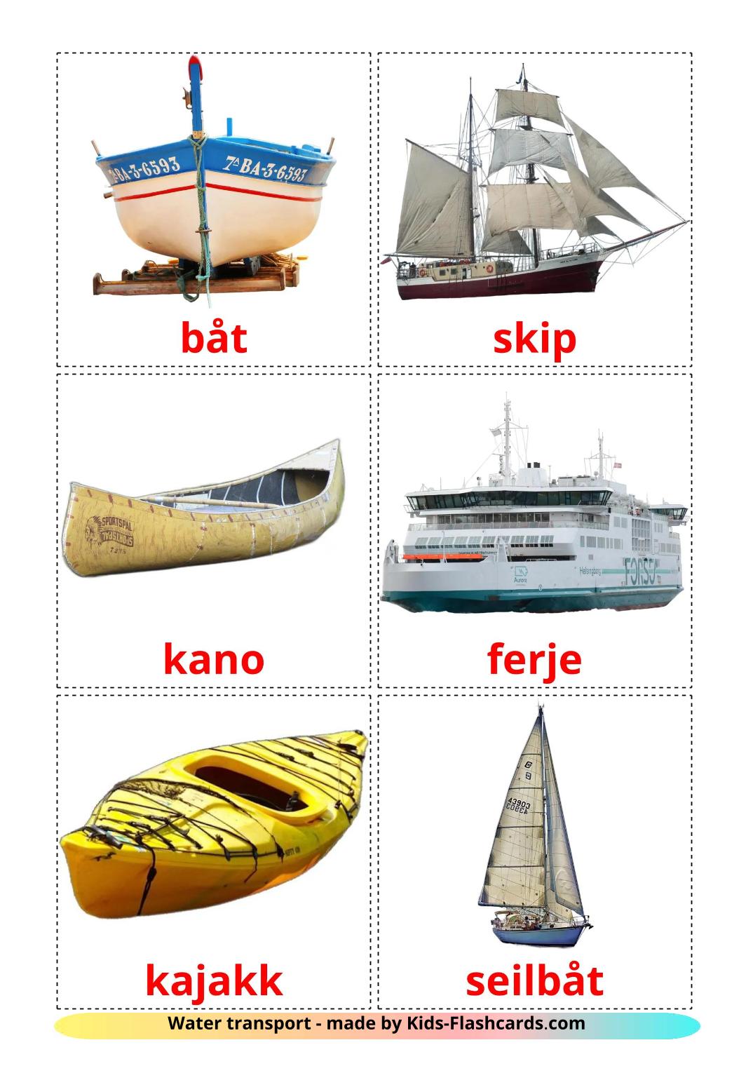 Water transport - 19 Free Printable norwegian Flashcards 