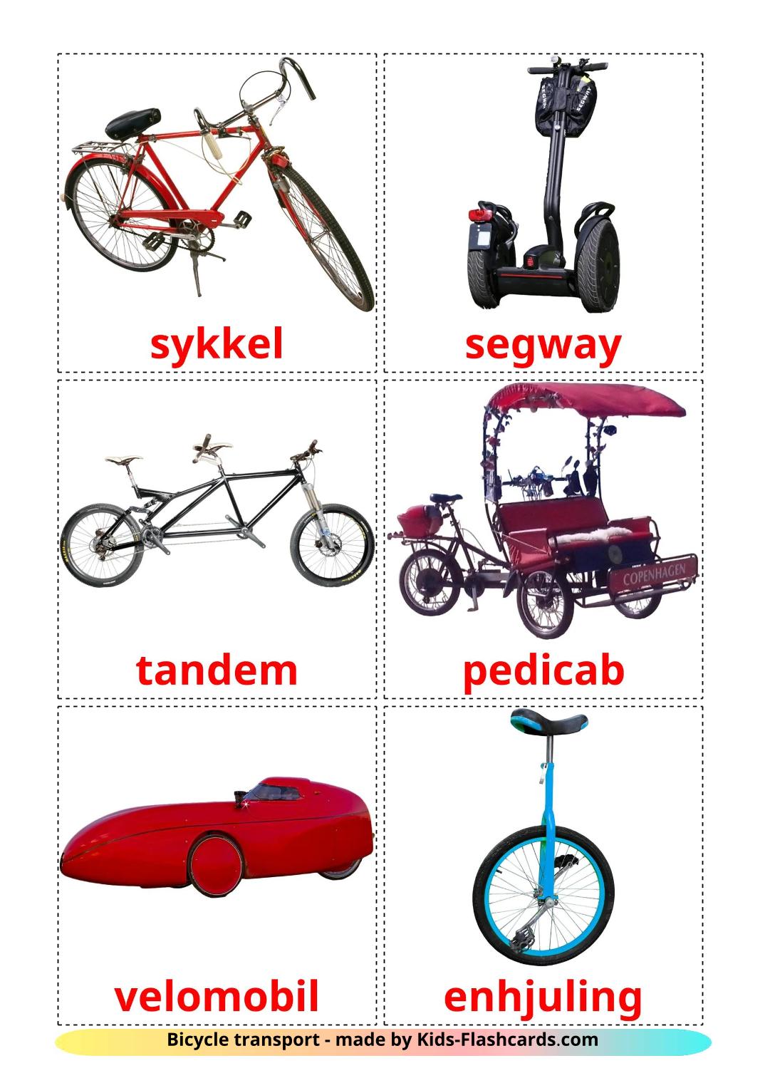 Transporte de Bicicleta - 17 Flashcards norueguêses gratuitos para impressão