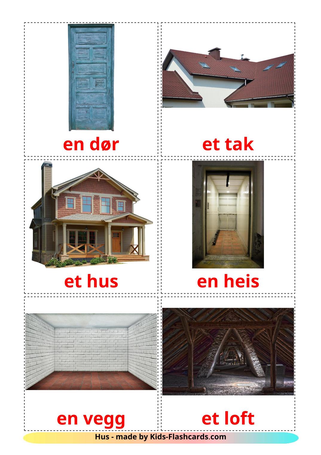 House - 25 Free Printable norwegian Flashcards 