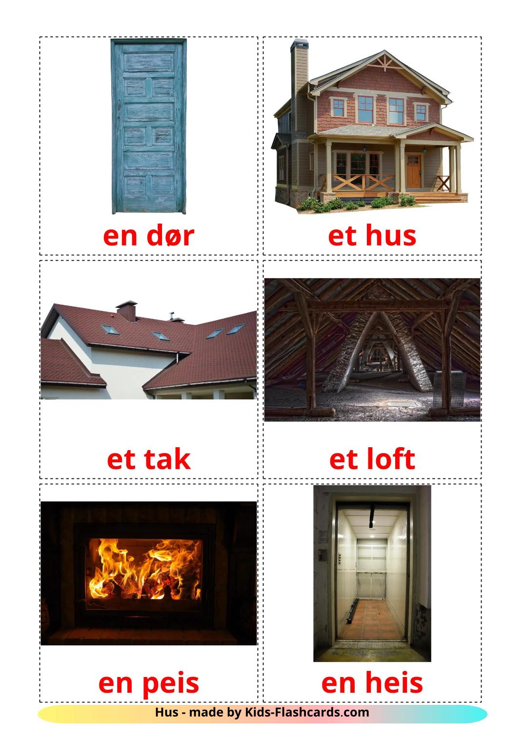 Casa - 25 Flashcards norueguêses gratuitos para impressão