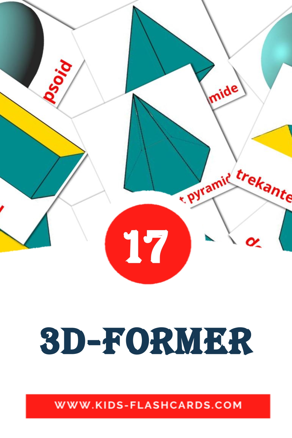 17 cartes illustrées de 3D-former pour la maternelle en norvégien