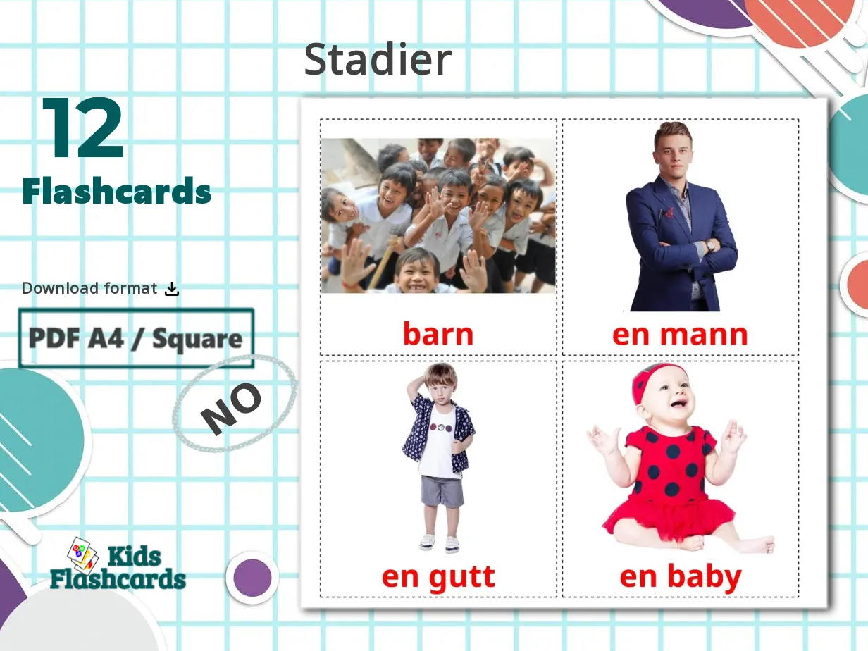 12 FREE Stages Flashcards | PDF | Norwegian Words