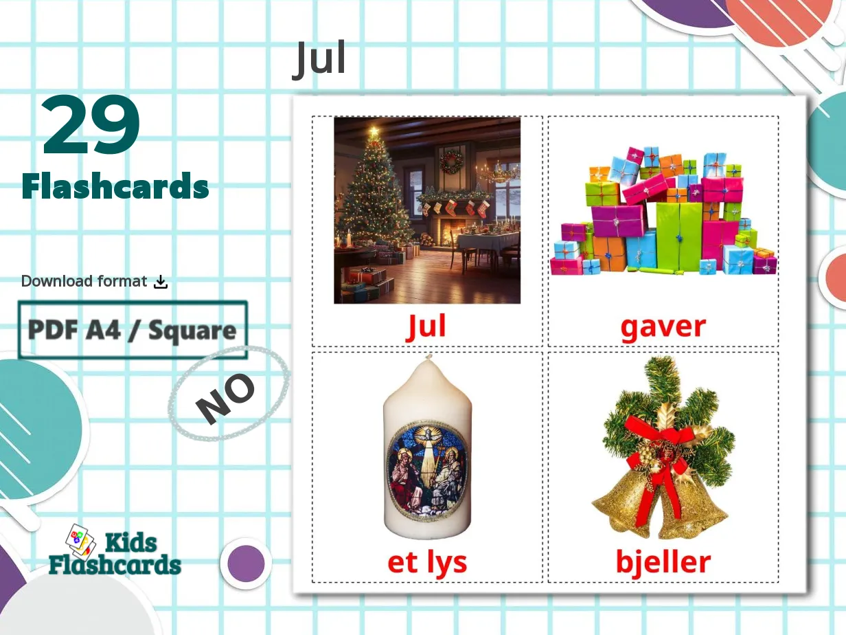 29 FREE Christmas Flashcards | PDF | Norwegian Words