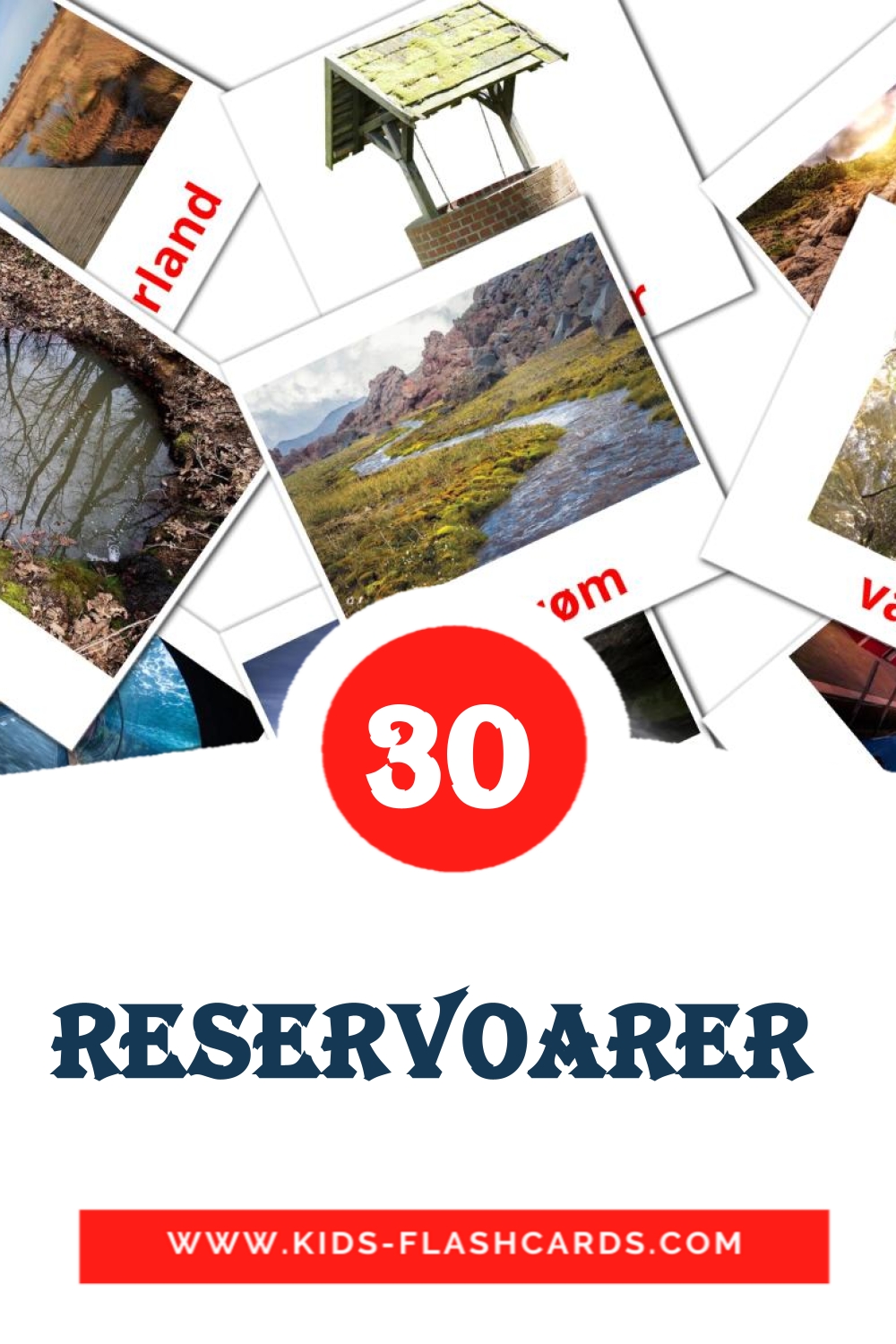 30 cartes illustrées de Reservoarer  pour la maternelle en norvégien