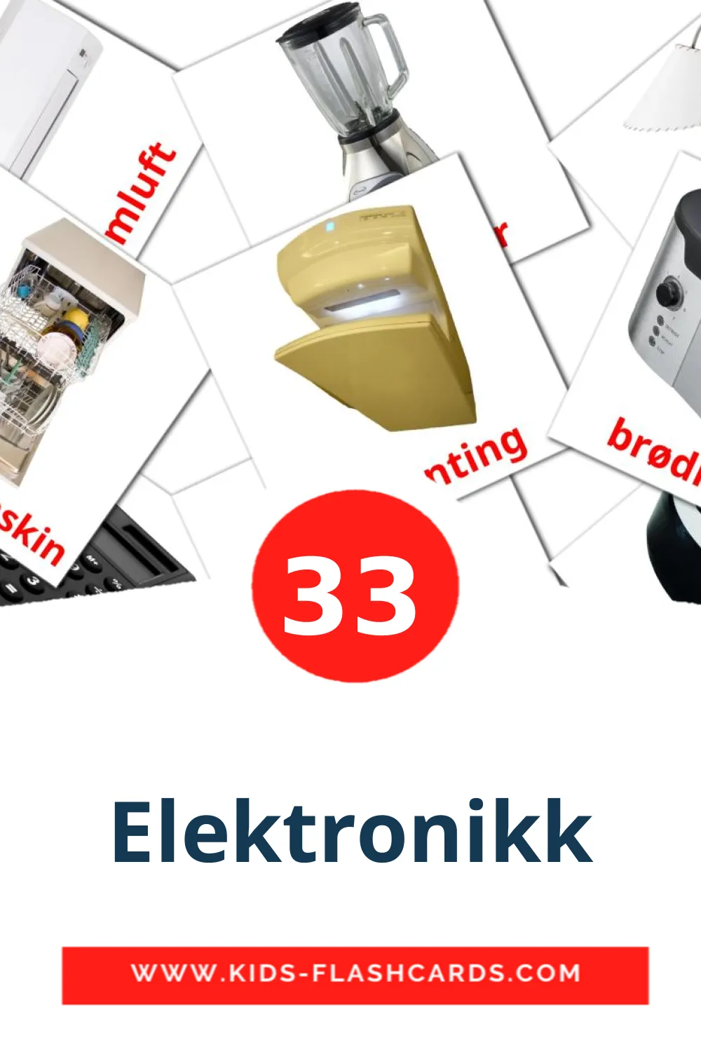 33 Cartões com Imagens de Elektronikk para Jardim de Infância em norueguês