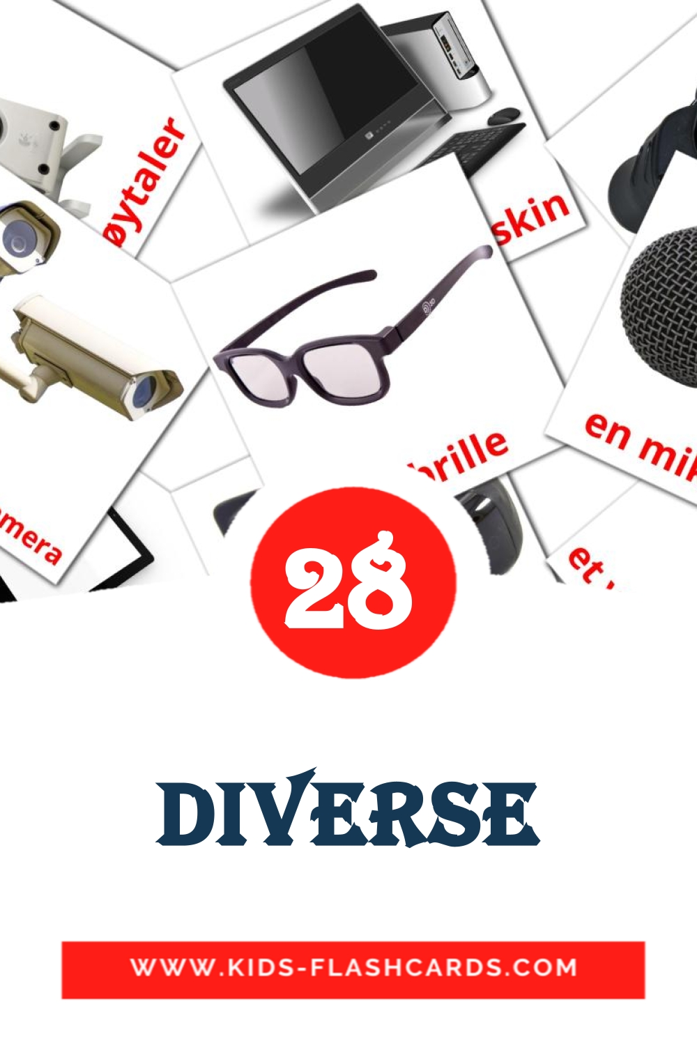 28 Diverse Picture Cards for Kindergarden in norwegian