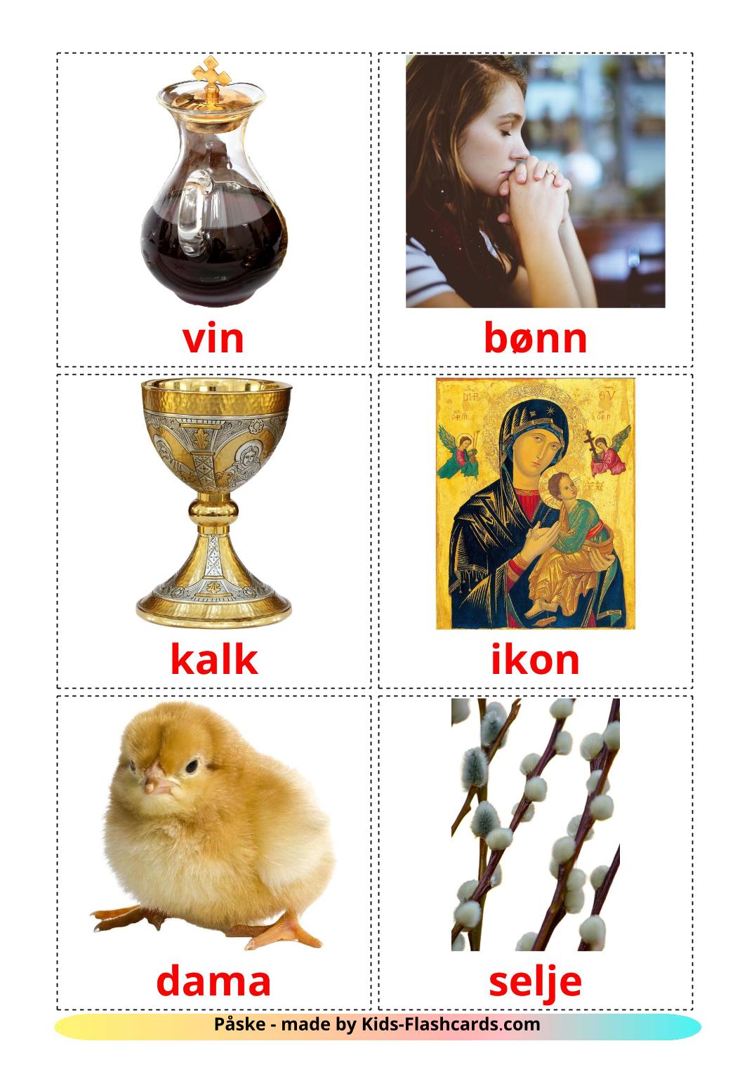 Easter - 31 Free Printable norwegian Flashcards 