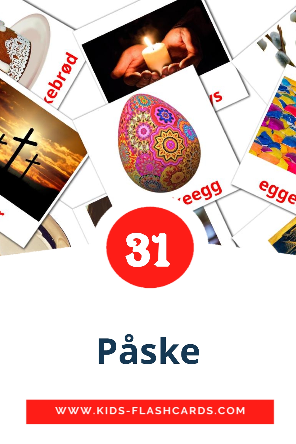 31 Påske Picture Cards for Kindergarden in norwegian